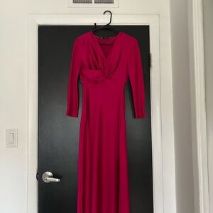 Zara knot midi satin dress - Magenta